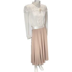 👗🌿 URSULA OF SWITZERLAND Ultra-Rare 70s Cottagecore Romantic Maxi Dress Sz 10‎